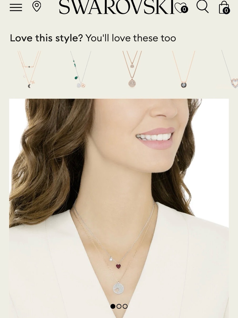 Swarovski Crystal wishes heart pendant set two necklaces red rose gold silver